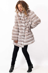 Women's chinchilla coat Valeria 2 in 1 Melange